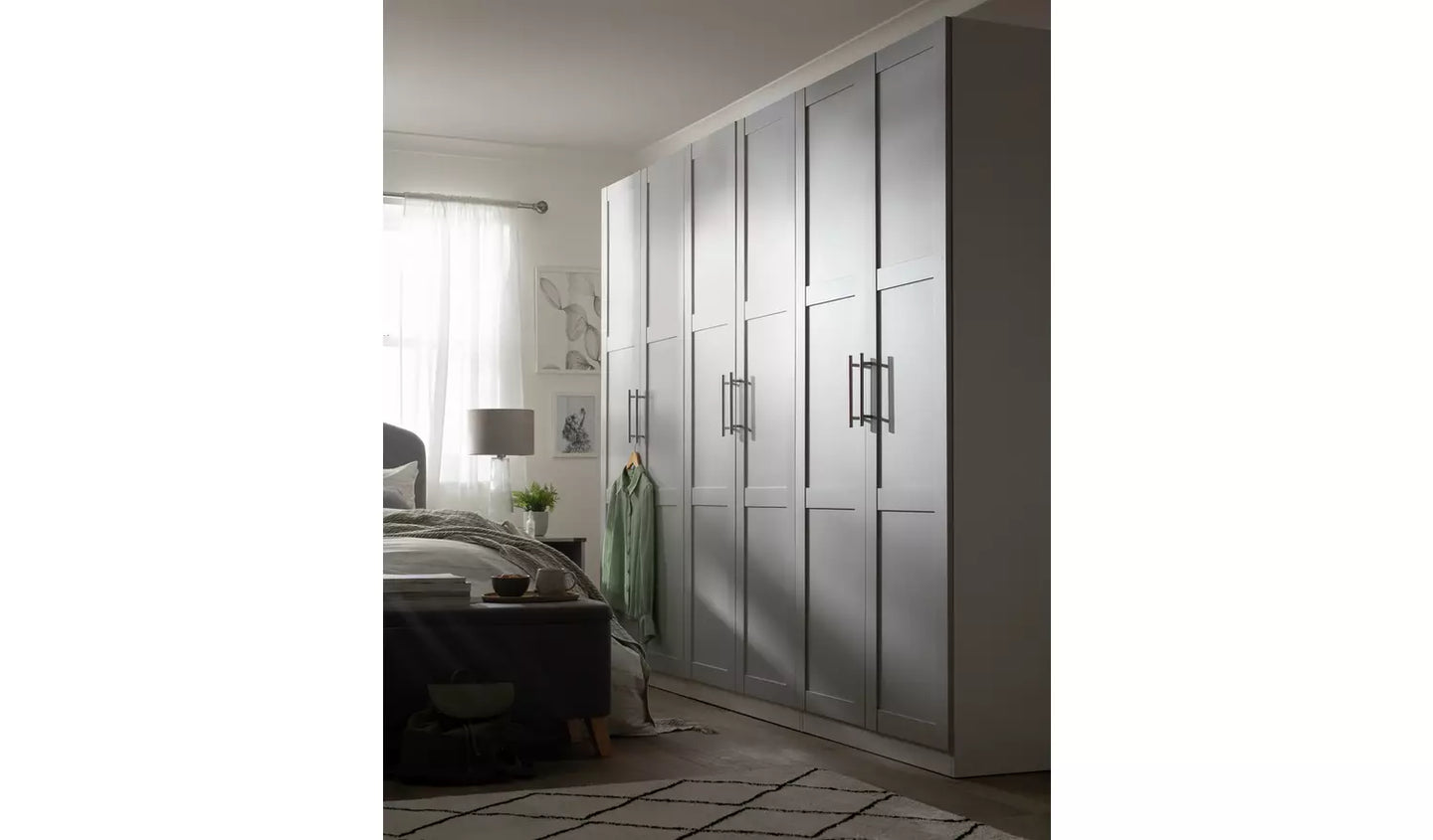 Habitat Munich Panelled 6 Door Wardrobe - Grey